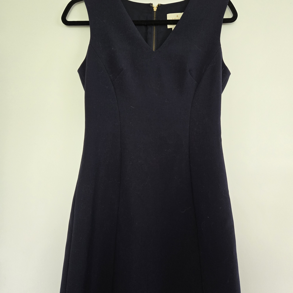 Kate Spade Black Sheath Midi Dress V-Neck Sleeveless